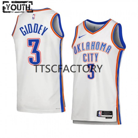 Maglia NBA Oklahoma City Thunder Josh Giddey 3 Nike 2022-23 Association Edition Bianco Swingman - Bambino